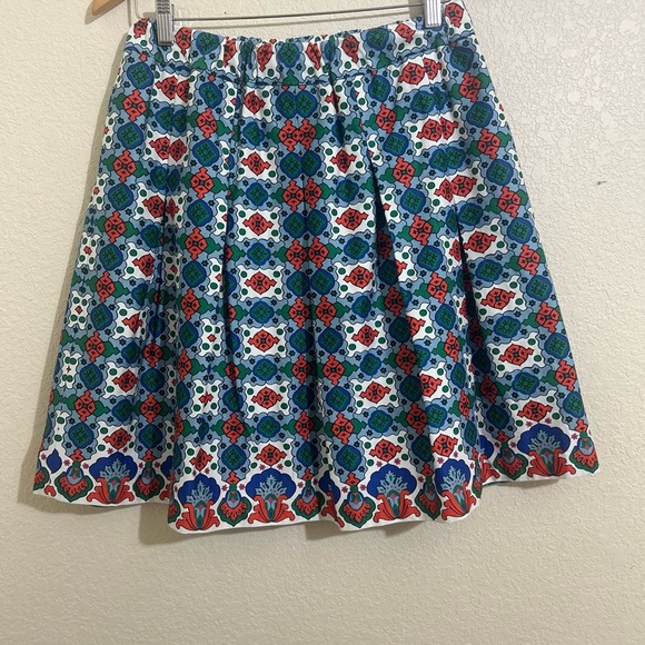 Boden Red and White Pleated Mini Skater Skirt - Picture 3 of 7